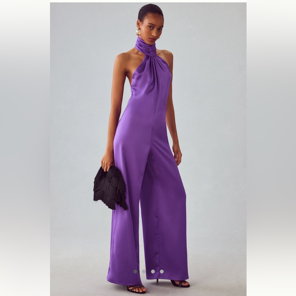 New Anthropologie Katie May The Robbie Open-Back Halter Jumpsuit, Size XS